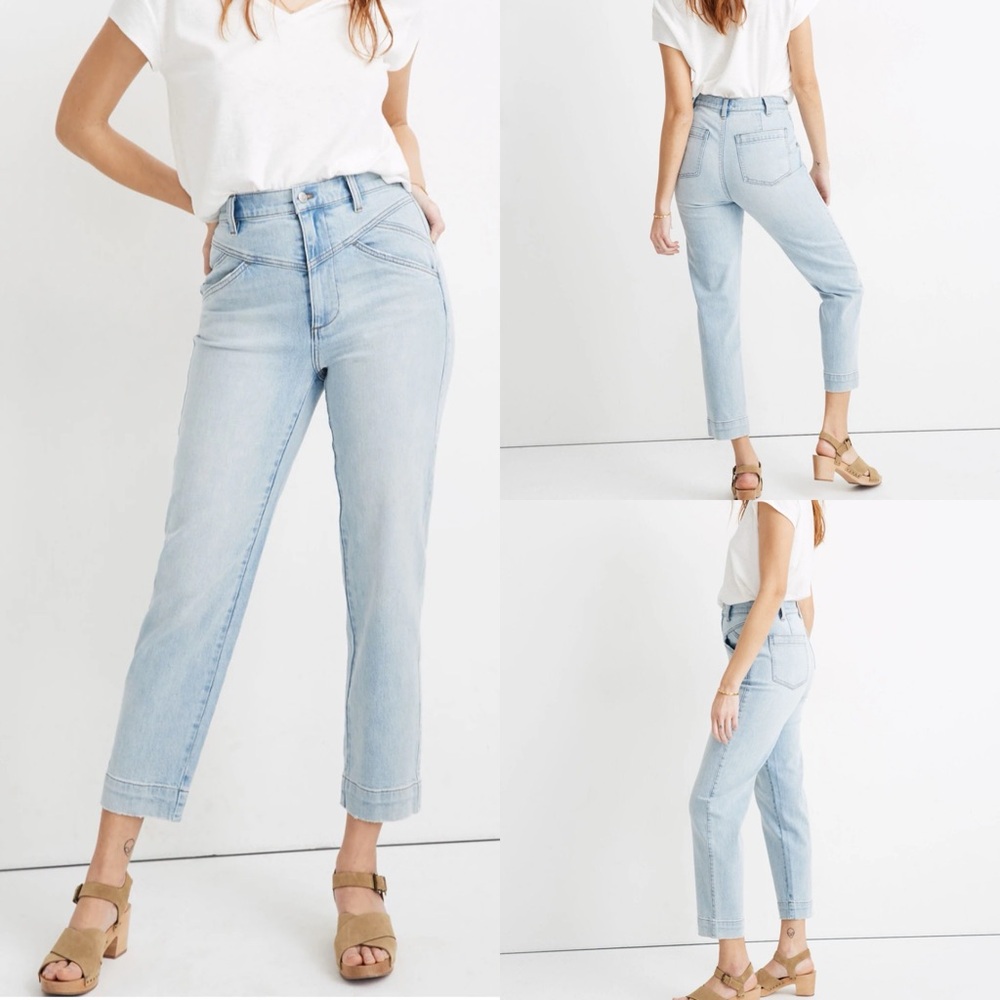 Madewell Tapered Jeans in Fitzgerald Wash Yoked Edition straight leg ankle
